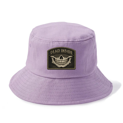 DEAD INSIDE SMILE - skeleton smile in white , dark humor - Bucket Hat - Purple