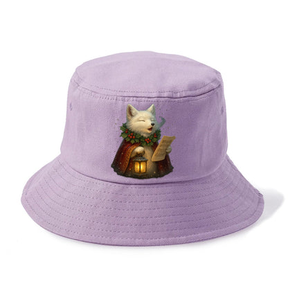 Snowbound Arctic Fox Caroler  - Bucket Hat - Purple