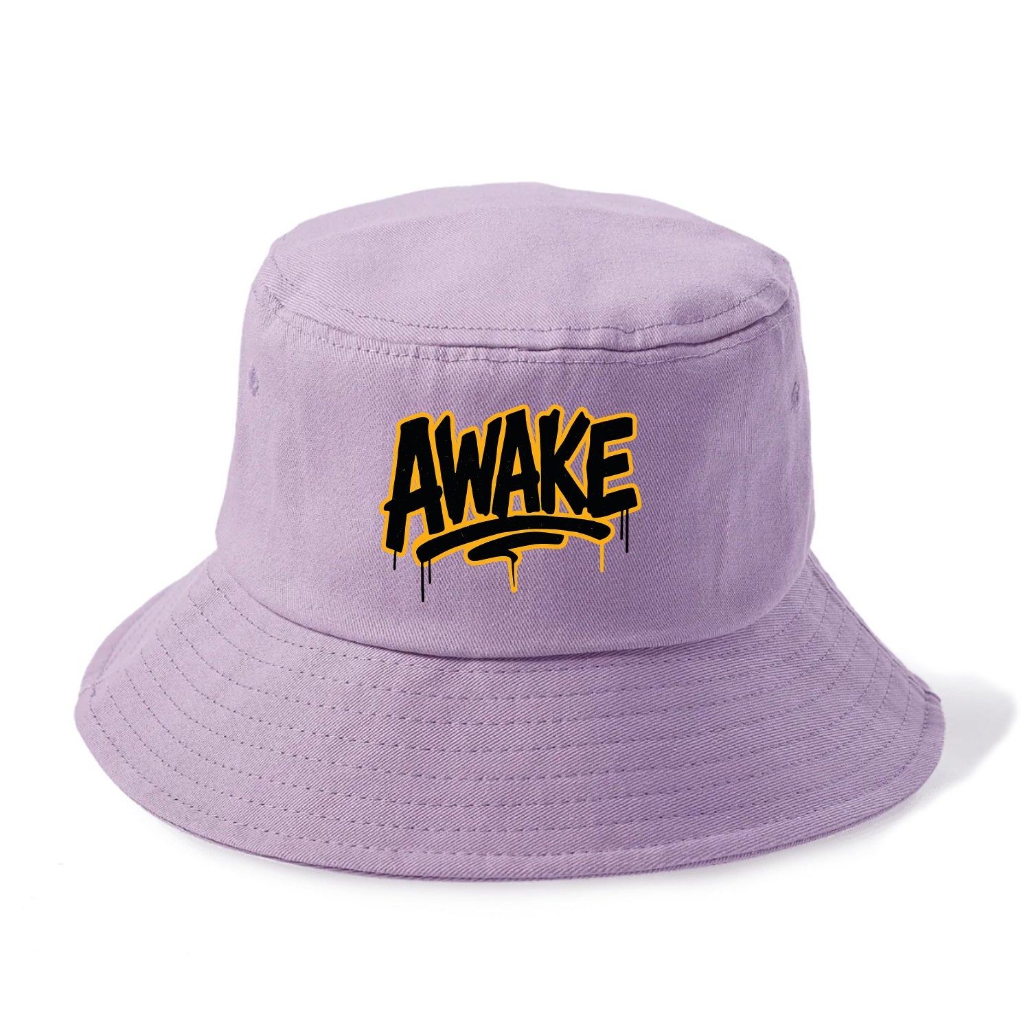 Bold typography design - "AWAKE" - conscious, aware, alert - Bucket Hat - Purple