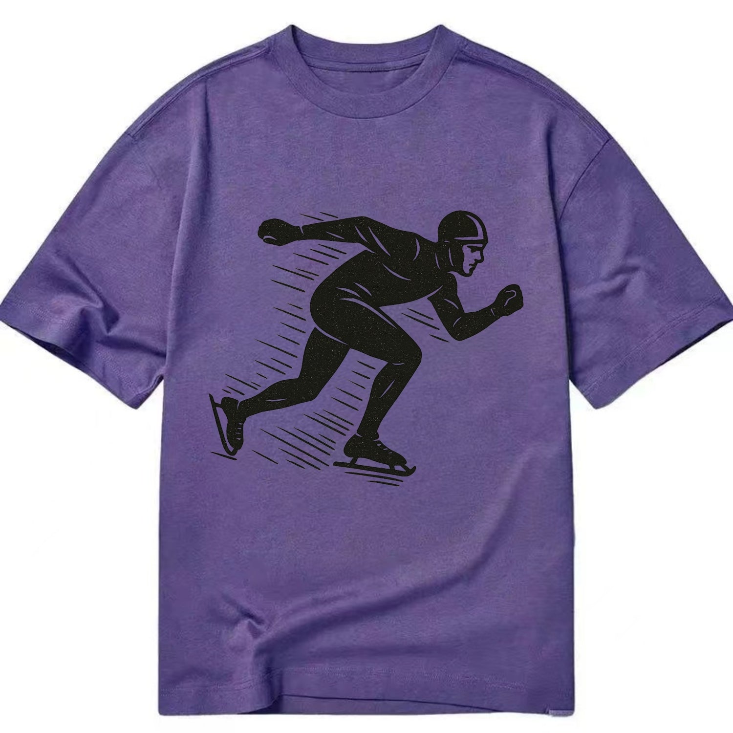 Speed skater in racing crouch - Classic T-shirt - Purple