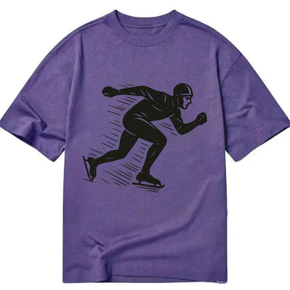 Speed skater in racing crouch - Classic T-shirt - Purple
