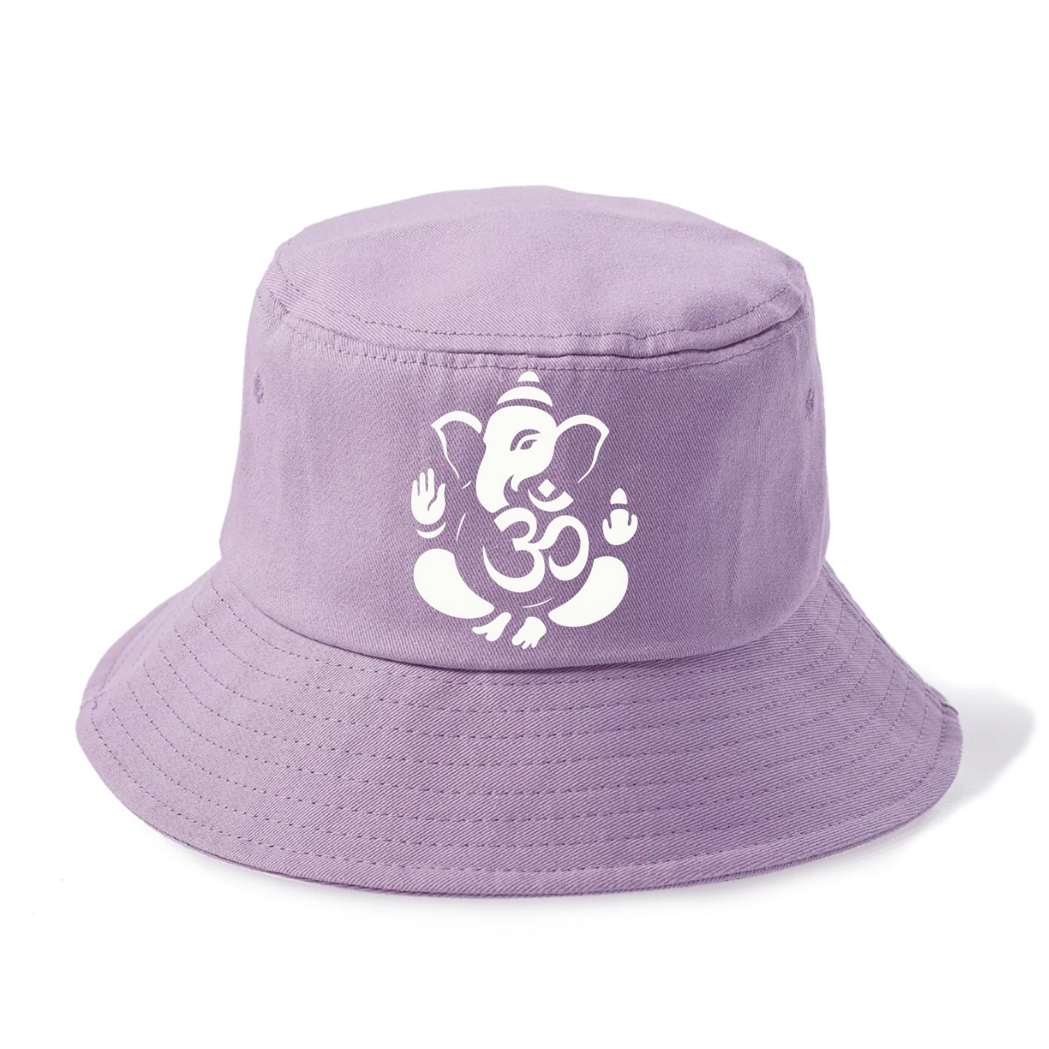 Ganesha elephant silhouette - negative space creates om symbol - Bucket Hat - Purple