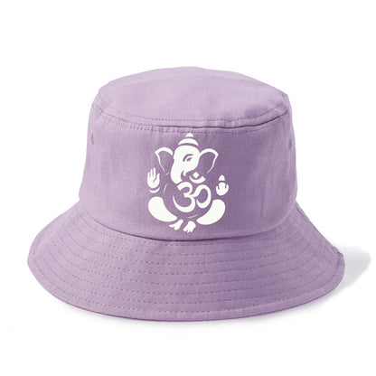 Ganesha elephant silhouette - negative space creates om symbol - Bucket Hat - Purple
