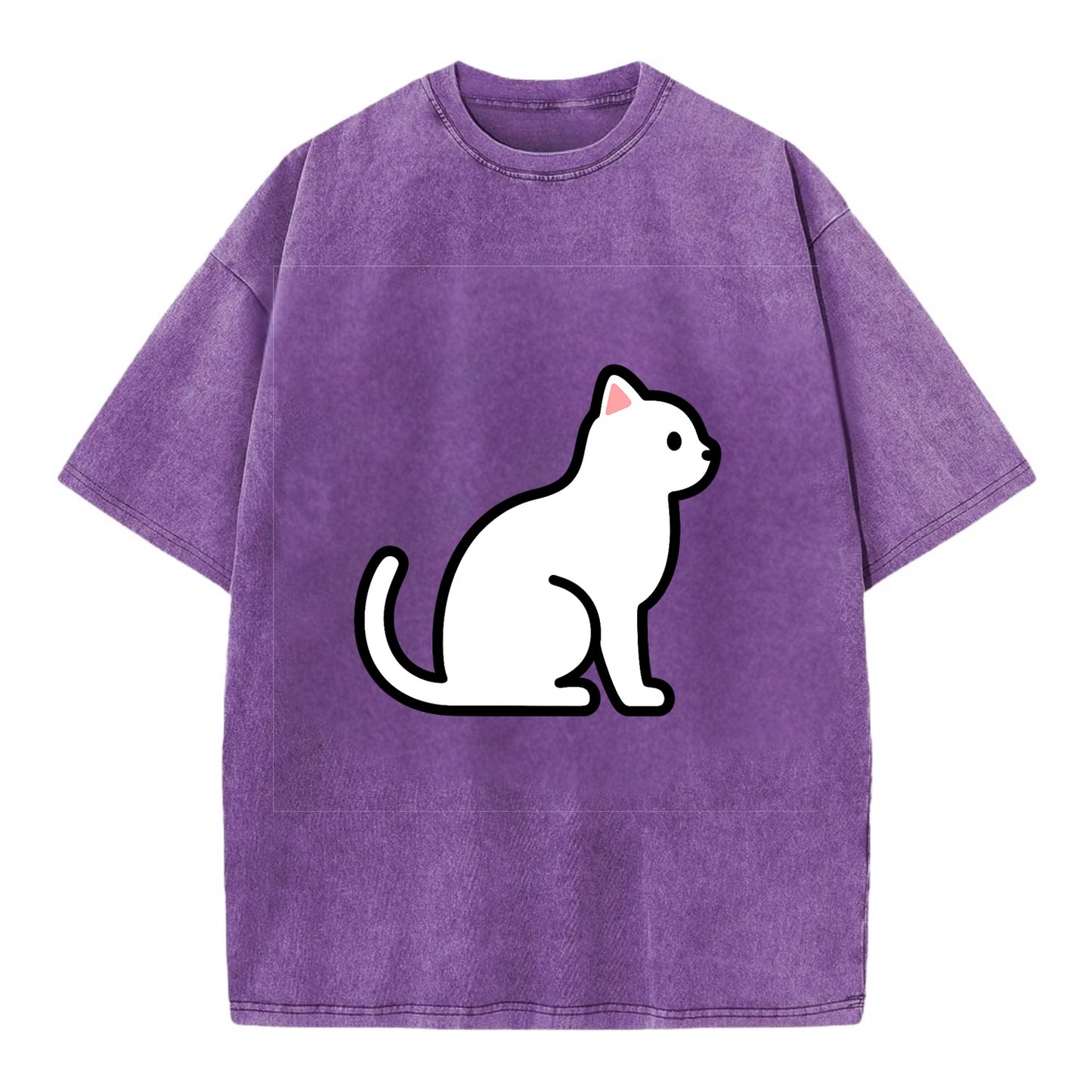Domestic Shorthair - White classic flat side profile - Vintage T-shirt - Purple