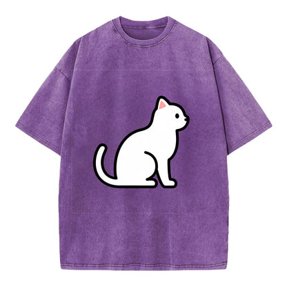 Domestic Shorthair - White classic flat side profile - Vintage T-shirt - Purple
