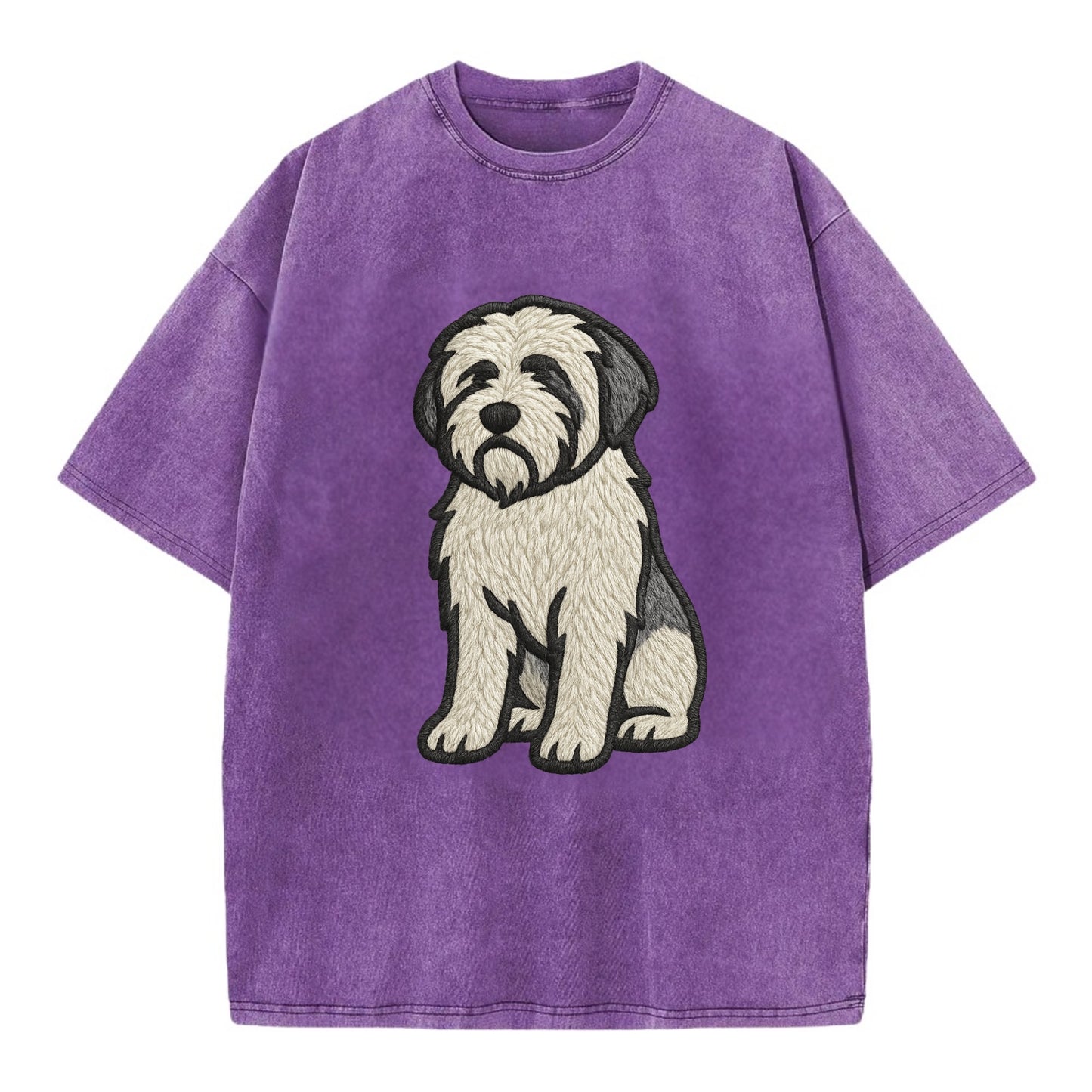 Polish Lowland Sheepdog - White and gray - Vintage T-shirt - Purple
