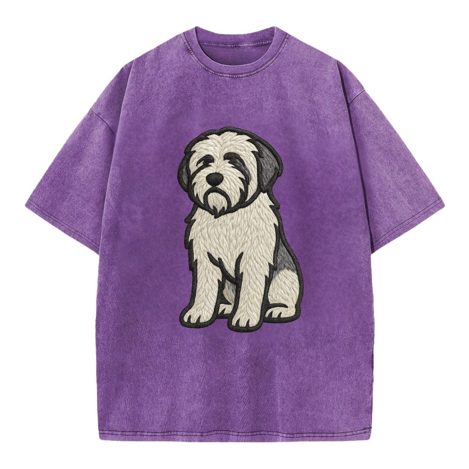 Polish Lowland Sheepdog - White and gray - Vintage T-shirt - Purple