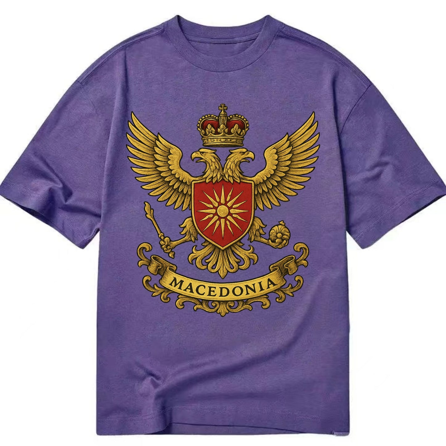 Macedonia Heritage Badge  - Classic T-shirt - Purple