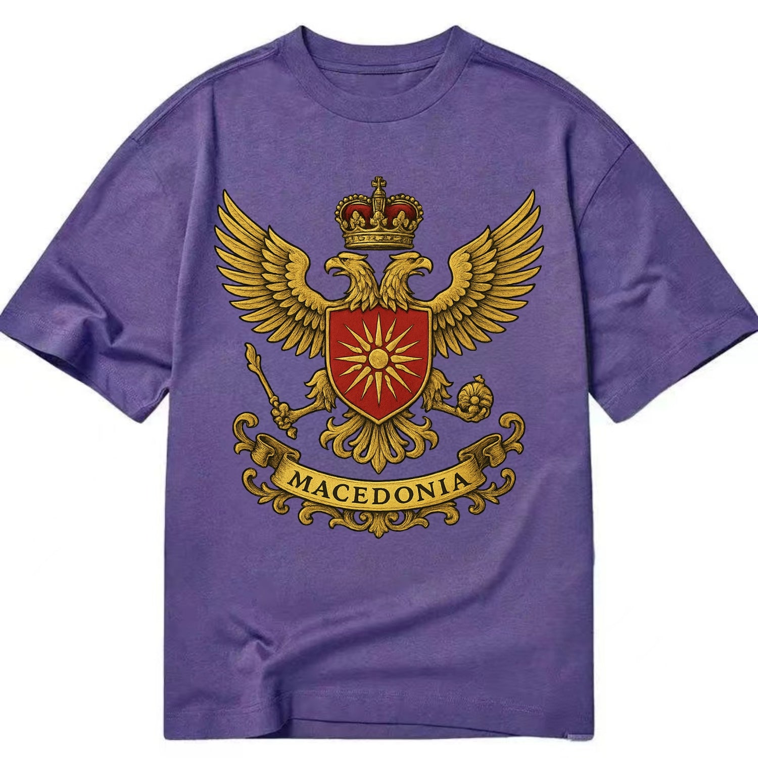 Macedonia Heritage Badge  - Classic T-shirt - Purple