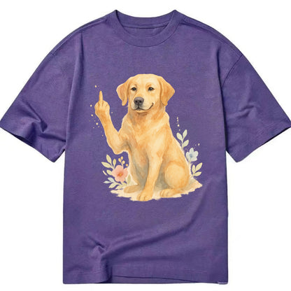 Labrador Retriever yellow sitting pretty, friendly face, strong paw up with sass - Classic T-shirt - Purple