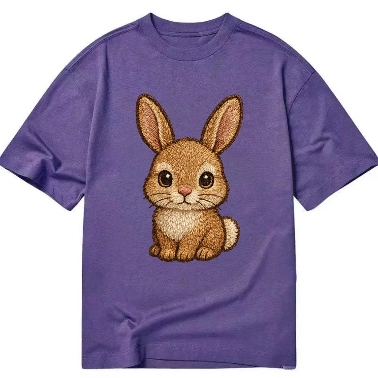 Baby Rabbit - long ears, fluffy white tail, pink nose, large brown eyes, - Classic T-shirt - Purple