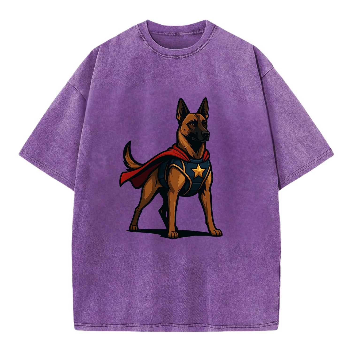 Belgian Malinois Guardian Hero  - Vintage T-shirt - Purple
