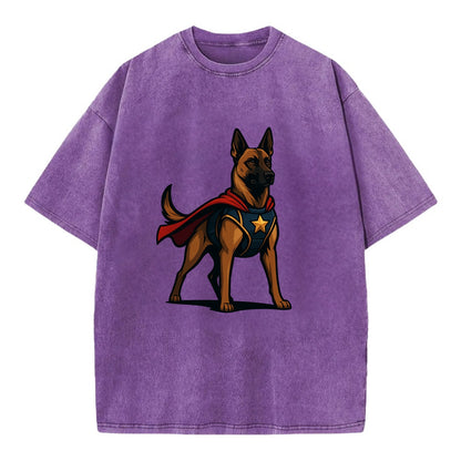 Belgian Malinois Guardian Hero  - Vintage T-shirt - Purple