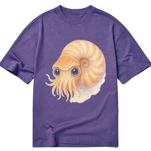Baby Nautilus - spiral shell, tentacles peeking, ancient eyes, front-facing, - Classic T-shirt