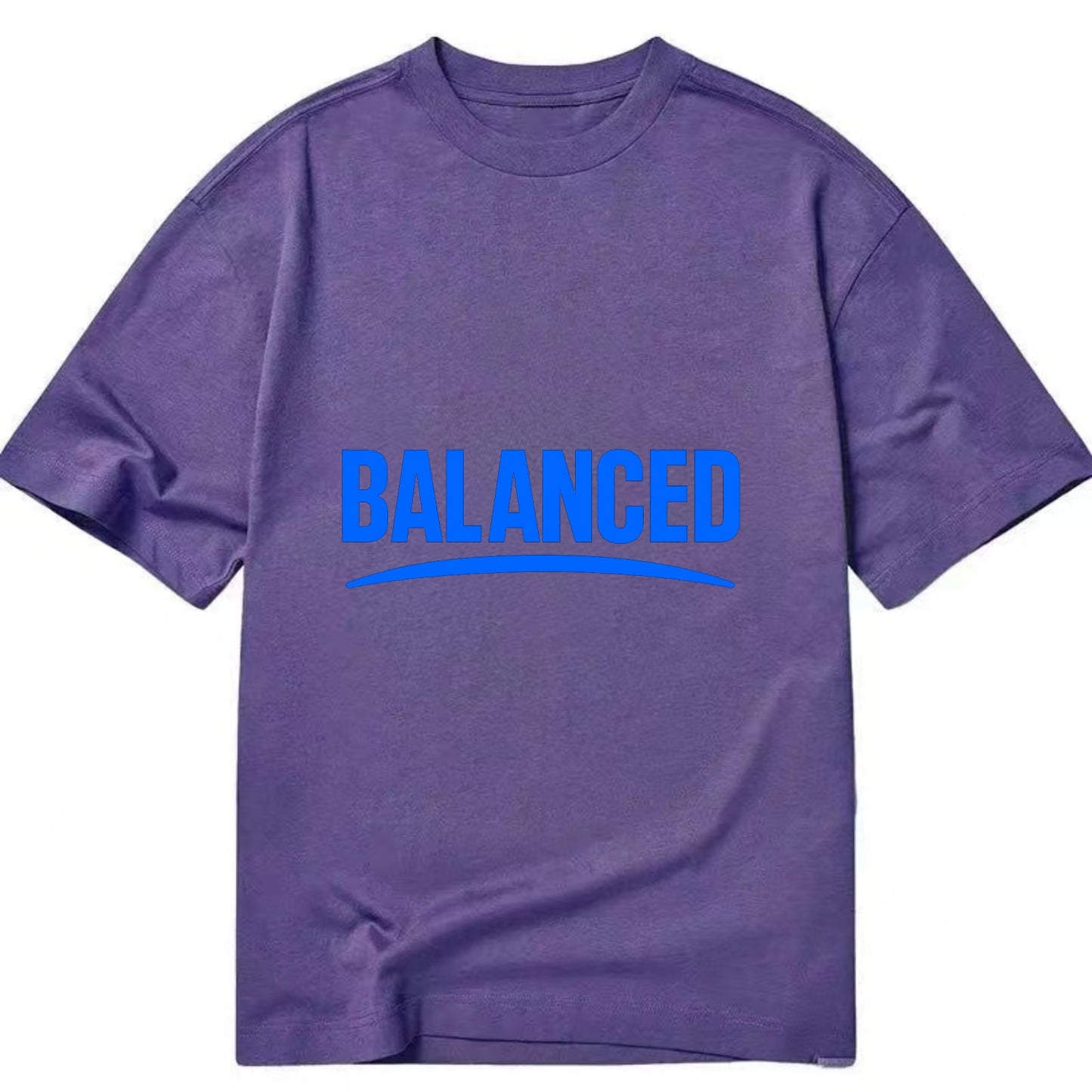 Bold typography design - "BALANCED" - harmony, equilibrium, centered life - Classic T-shirt - Purple