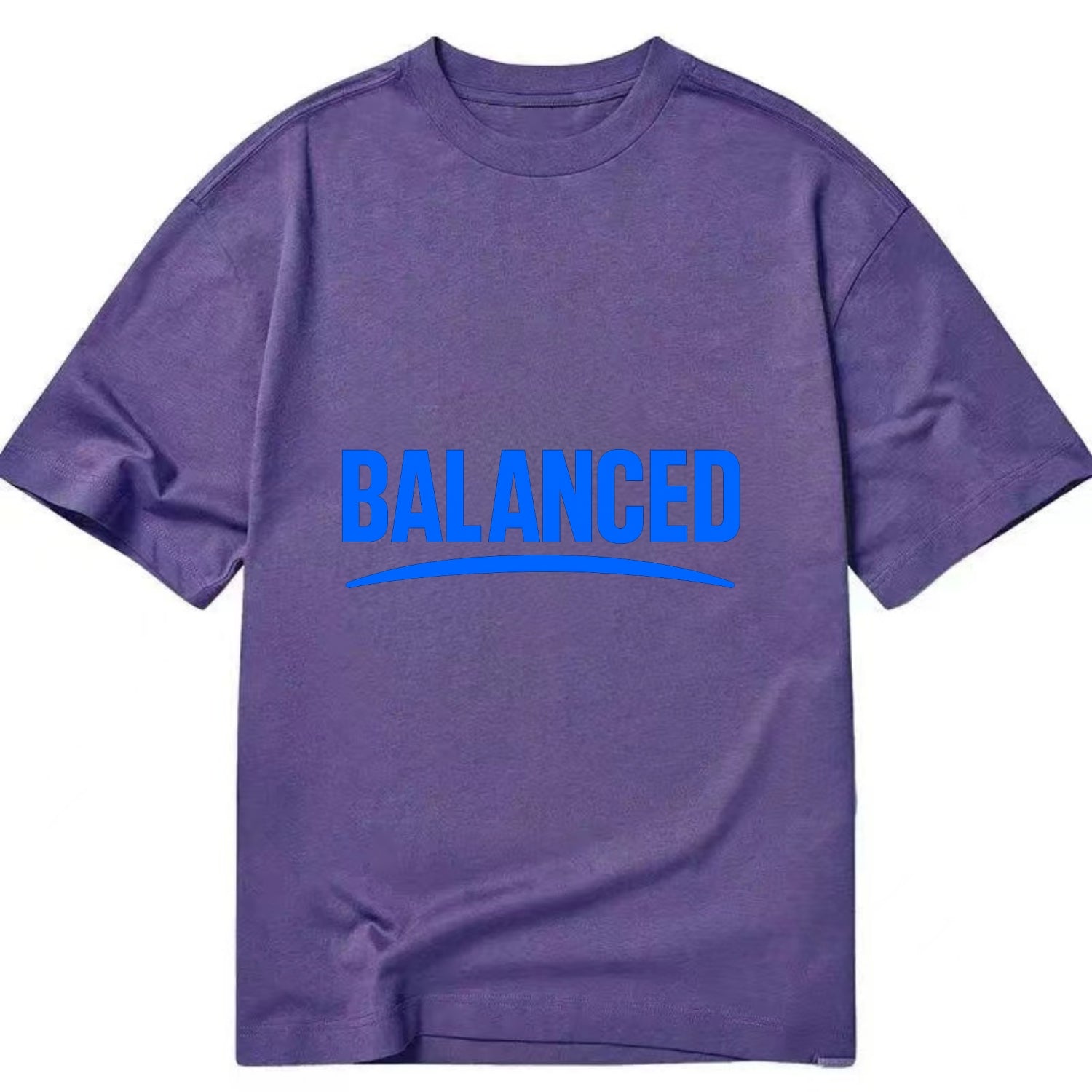 Bold typography design - "BALANCED" - harmony, equilibrium, centered life - Classic T-shirt - Purple