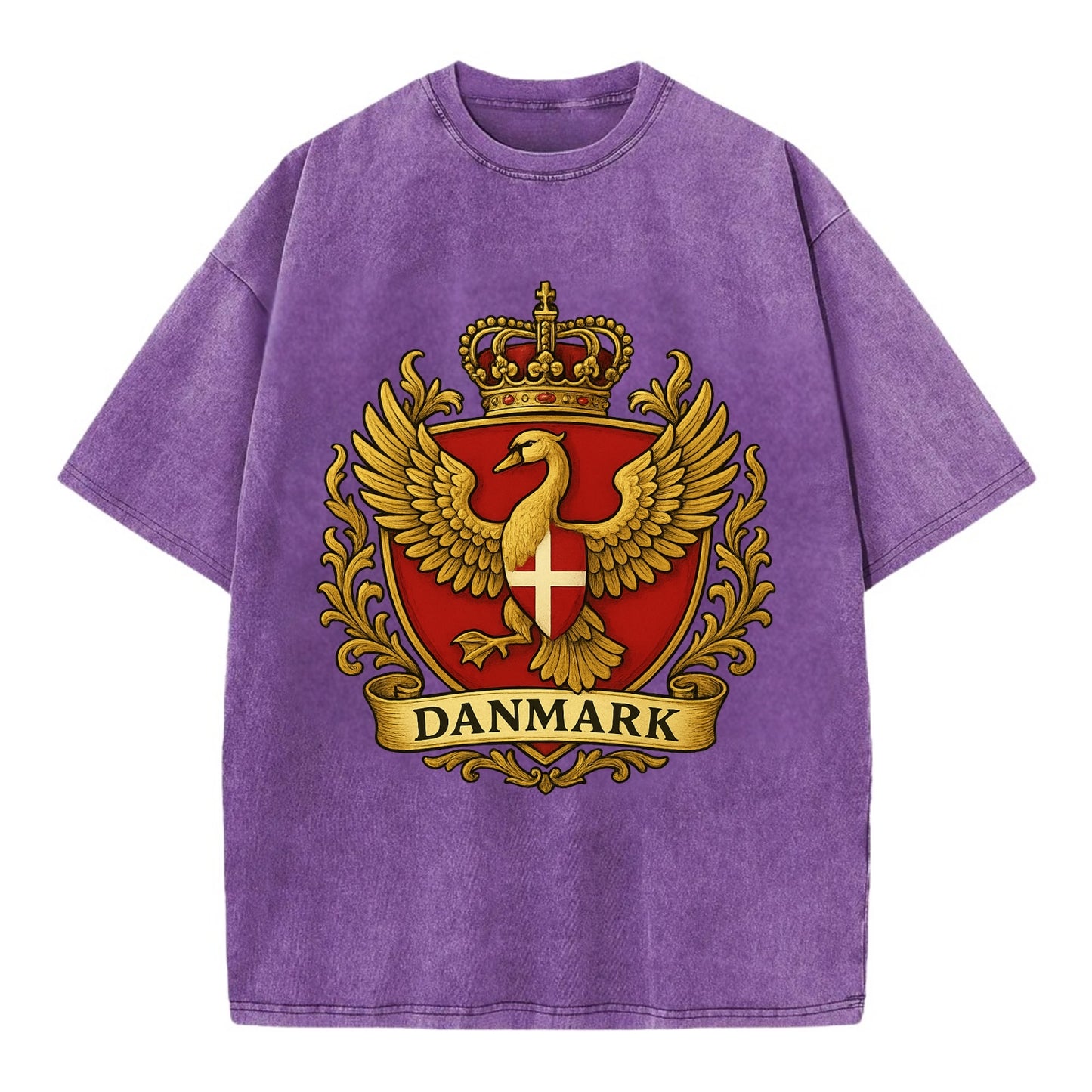 Denmark Heritage Badge  - Vintage T-shirt - Purple
