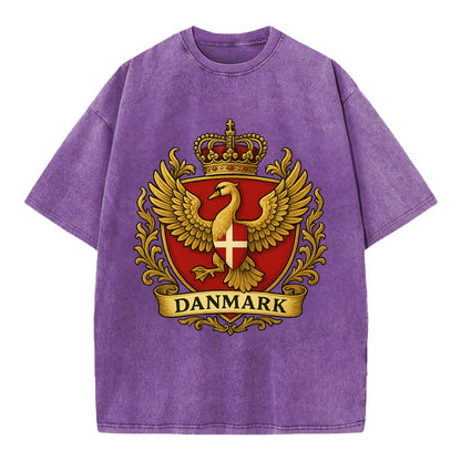 Denmark Heritage Badge  - Vintage T-shirt - Purple