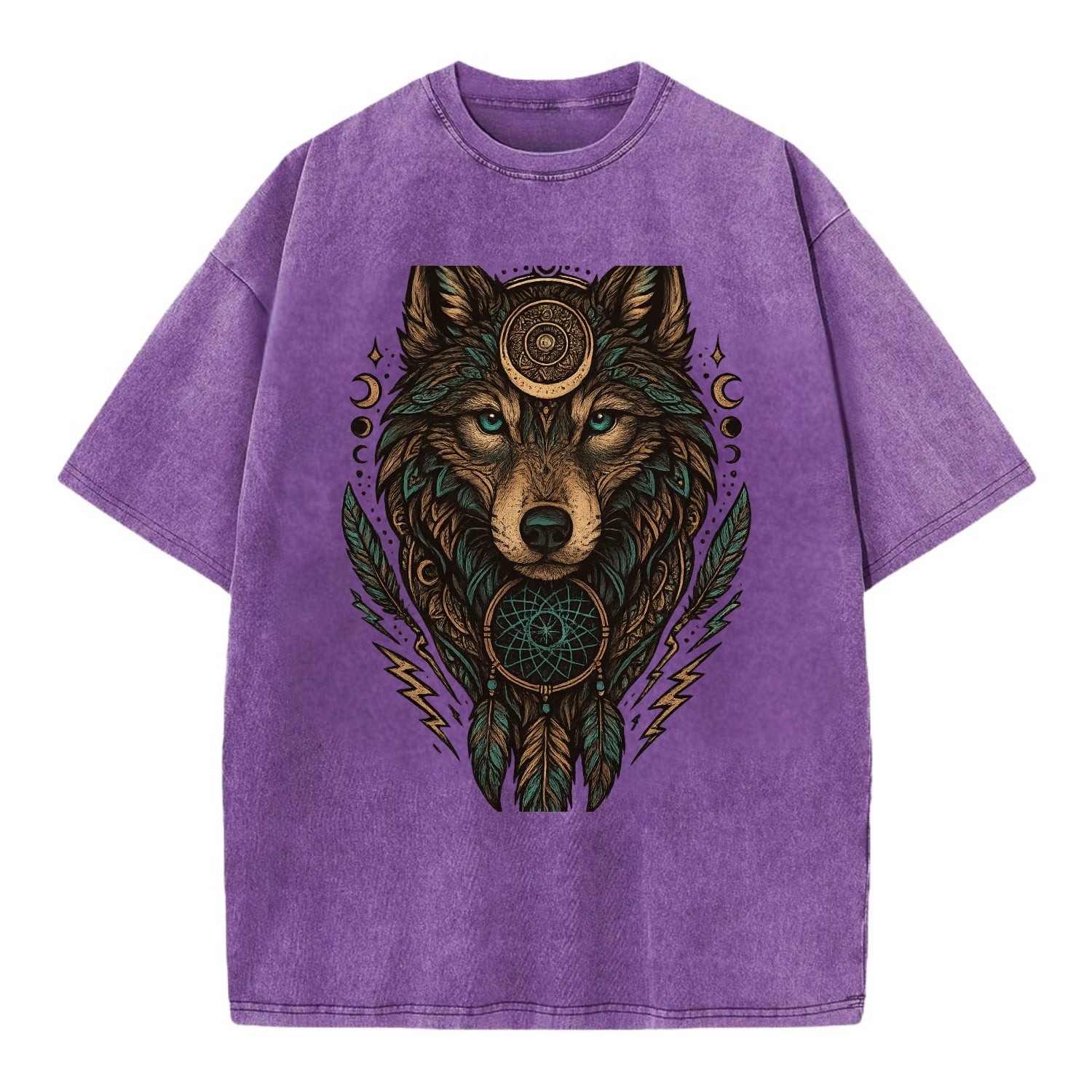 Storm Wolf Thunder  - Vintage T-shirt - Purple
