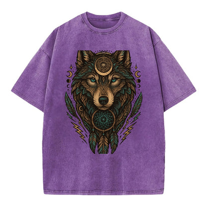 Storm Wolf Thunder  - Vintage T-shirt - Purple