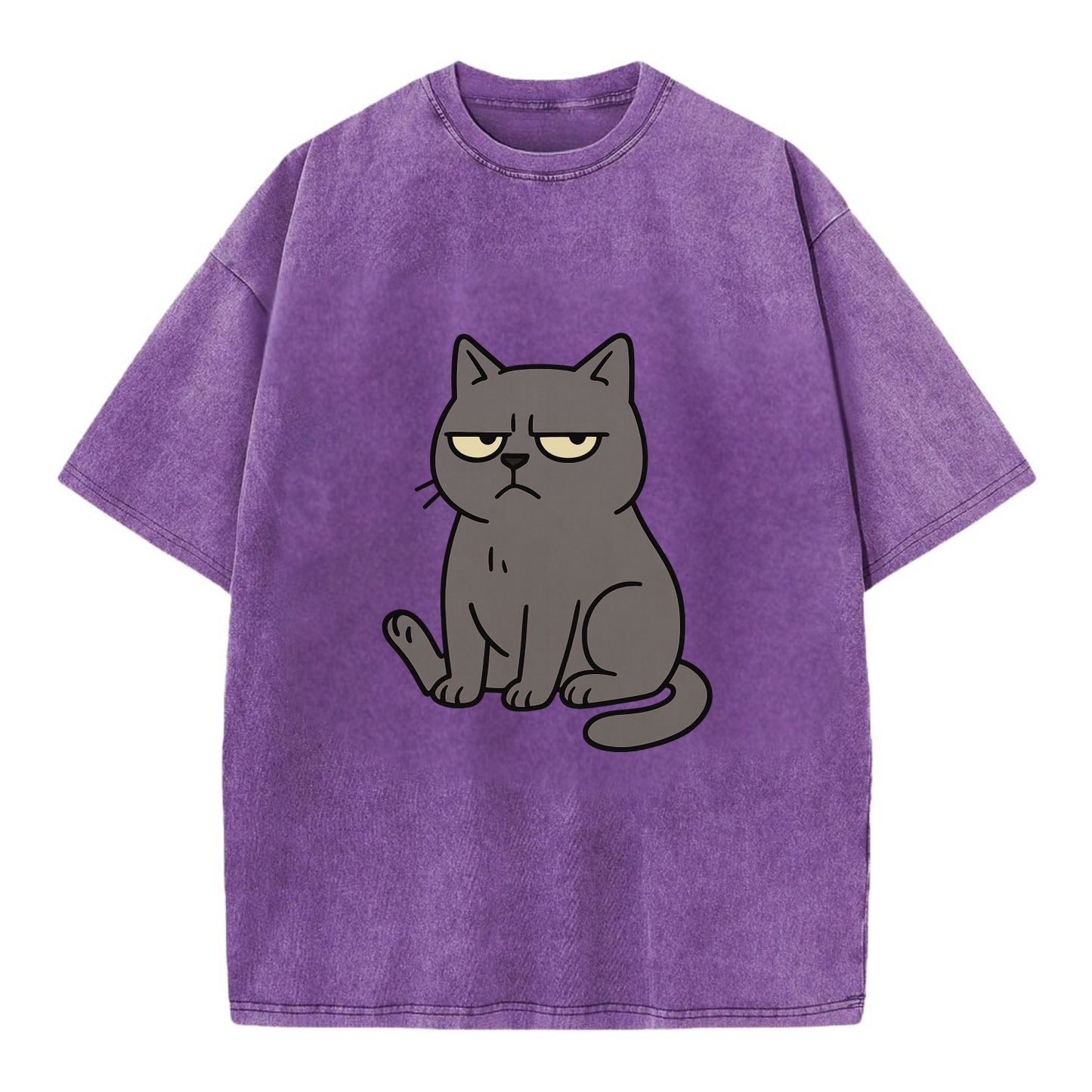 The Cat Judging Silently - Vintage T-shirt - Purple