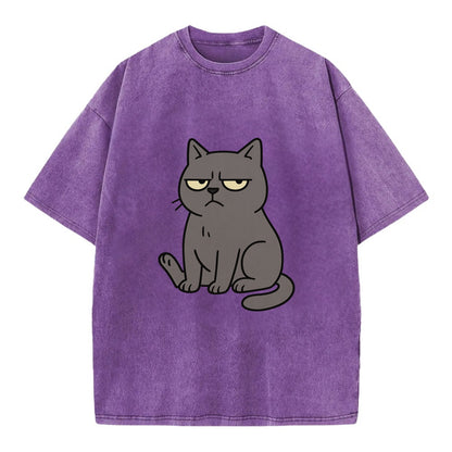 The Cat Judging Silently - Vintage T-shirt - Purple