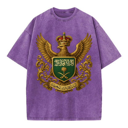 Saudi Arabia Heritage Badge  - Vintage T-shirt - Purple