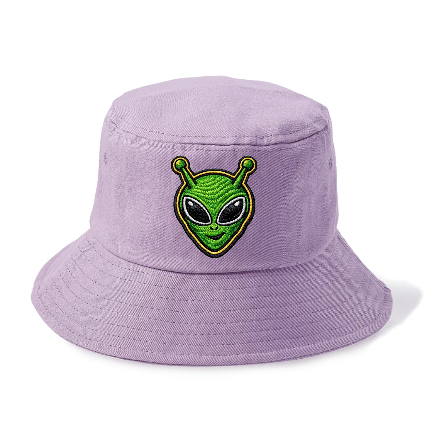 ALIEN MARTIAN - green alien with antenna in green , little green man - Bucket Hat - Purple