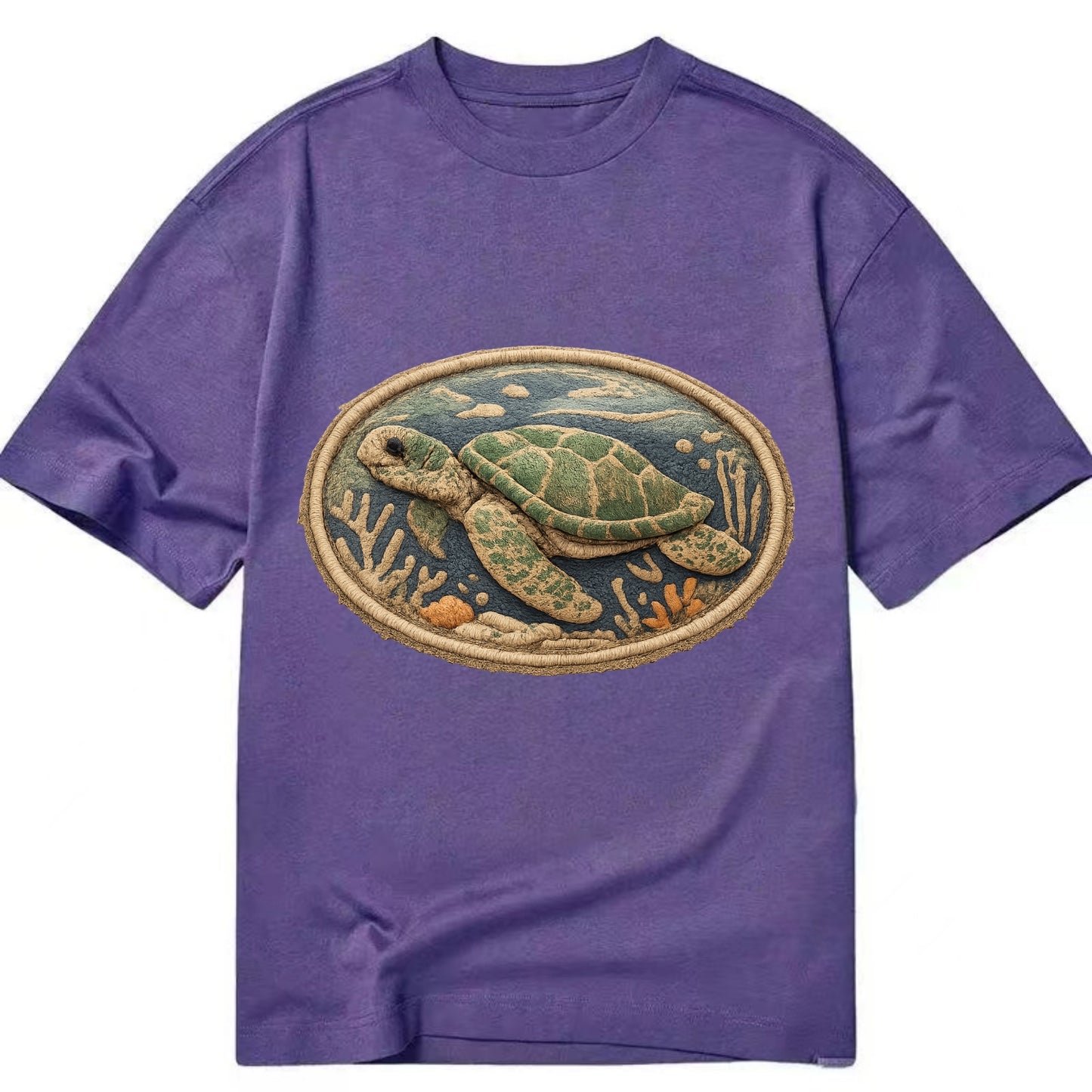 SEA TURTLE - swimming turtle in green and blue , ocean life - Classic T-shirt - Purple