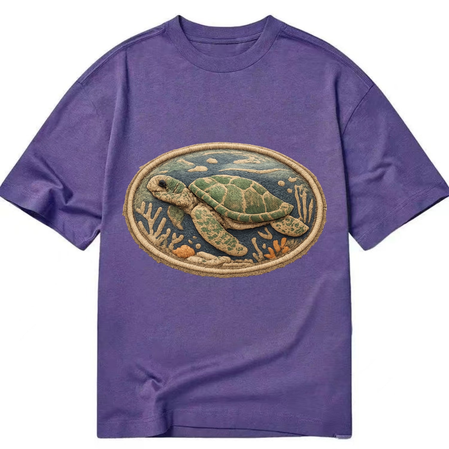 SEA TURTLE - swimming turtle in green and blue , ocean life - Classic T-shirt - Purple