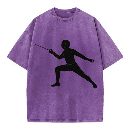 Fencer in lunge position - Vintage T-shirt - Purple