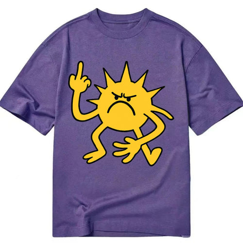 MORNINGS ARE PUNISHMENT | Grumpy sun with middle finger - Classic T-shirt