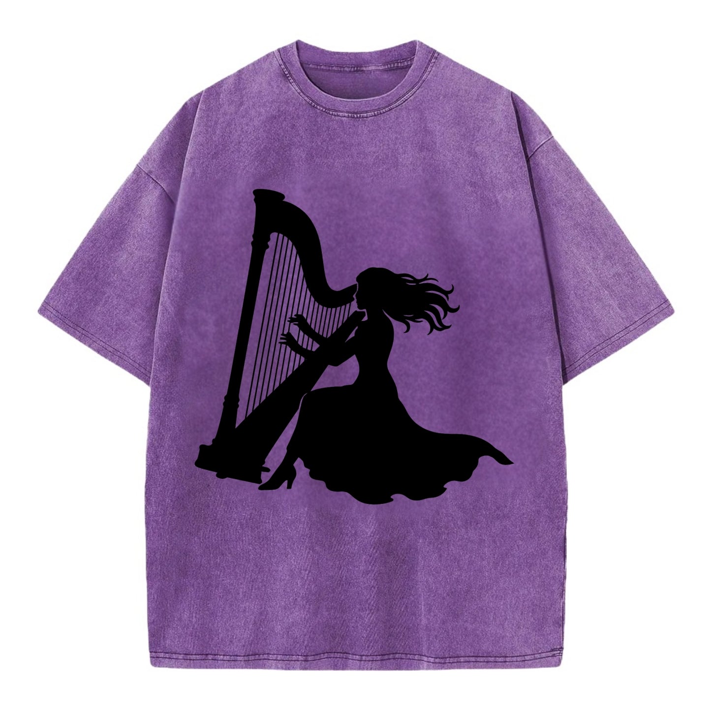 Harpist playing ethereal melody - Vintage T-shirt - Purple