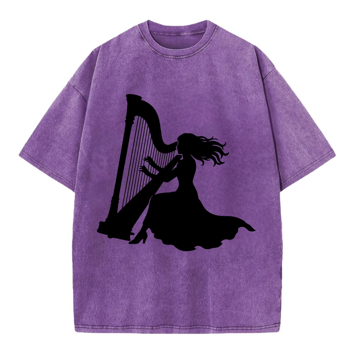 Harpist playing ethereal melody - Vintage T-shirt - Purple