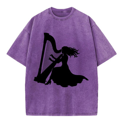 Harpist playing ethereal melody - Vintage T-shirt - Purple