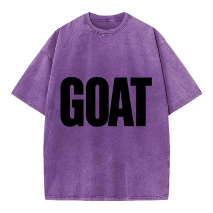 Bold typography design - "GOAT" - greatest of all time - Vintage T-shirt - Purple