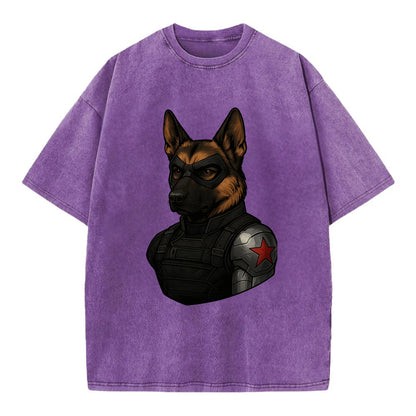 German Shepherd Winter Soldier  - Vintage T-shirt - Purple