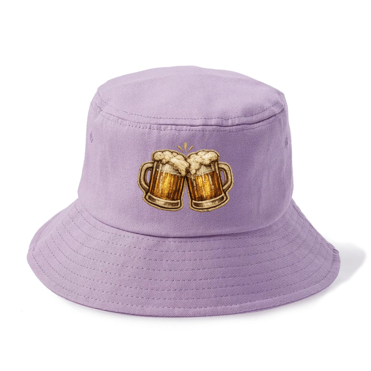 BEER MUG CHEERS - frosty beer stein in gold and amber , brewery - Bucket Hat - Purple