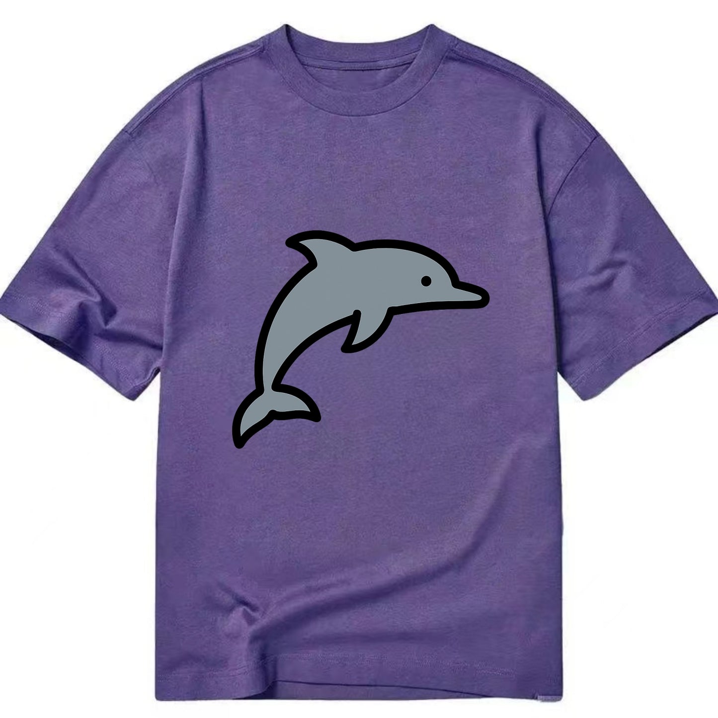 Bottlenose Dolphin - Gray jumping pose flat side profile - Classic T-shirt - Purple