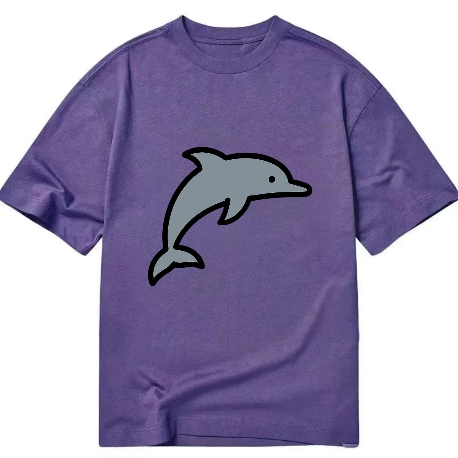 Bottlenose Dolphin - Gray jumping pose flat side profile - Classic T-shirt - Purple