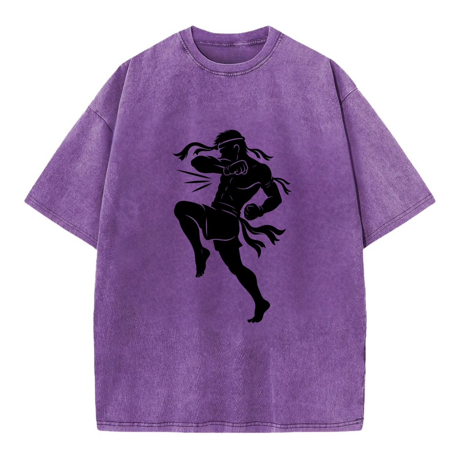 Thai Muay Thai fighter elbow strike - Vintage T-shirt - Purple