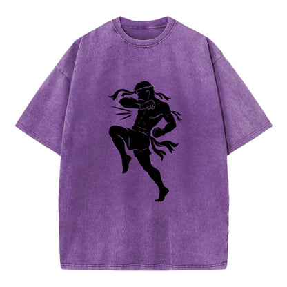 Thai Muay Thai fighter elbow strike - Vintage T-shirt - Purple