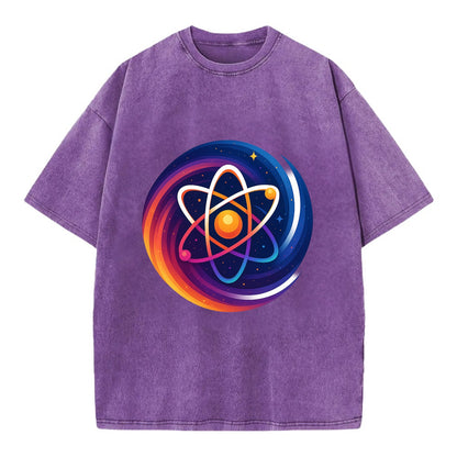 Micro Macro - Atom structure expanding i - Vintage T-shirt - Purple