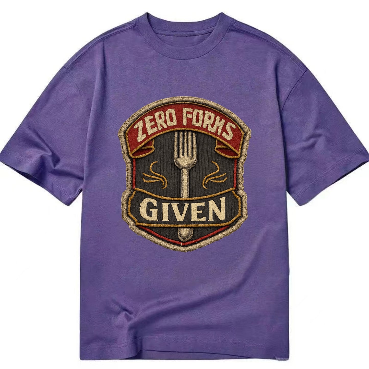 ZERO FORKS GIVEN - fork with text in silver , no cares attitude - Classic T-shirt - Purple