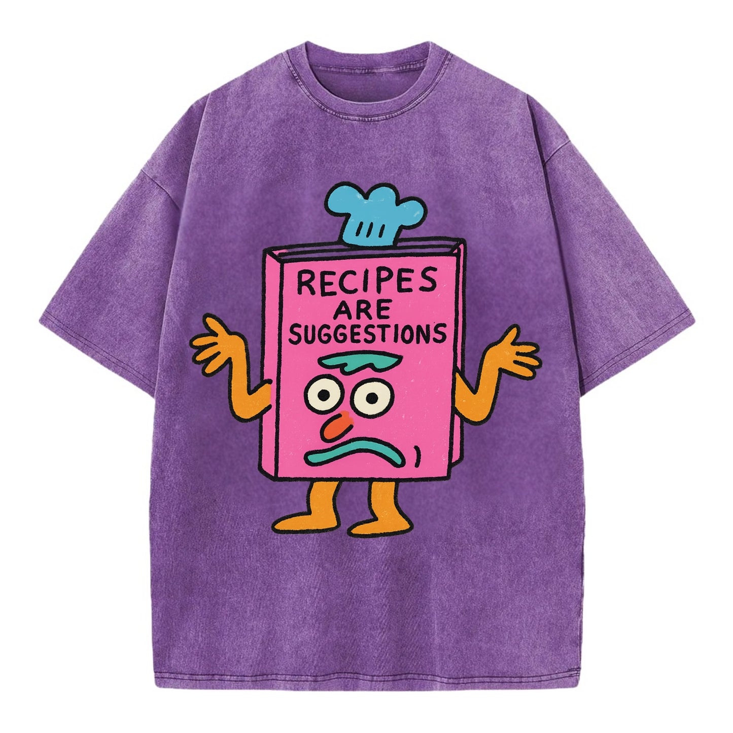 RECIPES ARE SUGGESTIONS | Cookbook shrugging - Vintage T-shirt - Purple