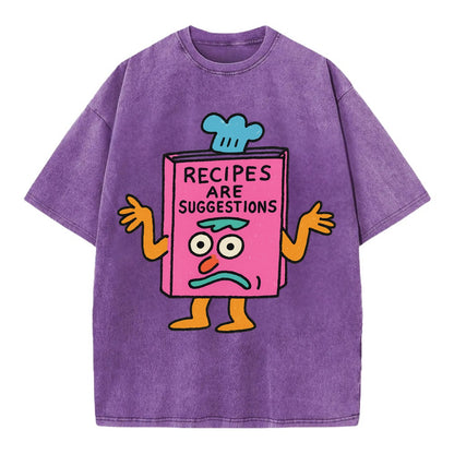 RECIPES ARE SUGGESTIONS | Cookbook shrugging - Vintage T-shirt - Purple
