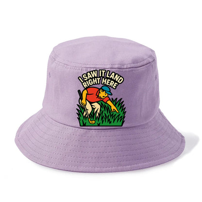 Golfer searching in deep rough - "I Saw It Land Right Here" - lost ball saga - Bucket Hat - Purple