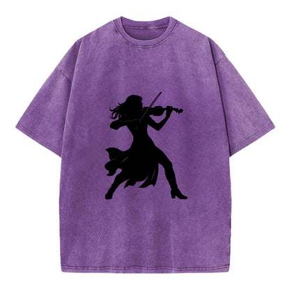 Violinist performing dramatic pose - Vintage T-shirt - Purple