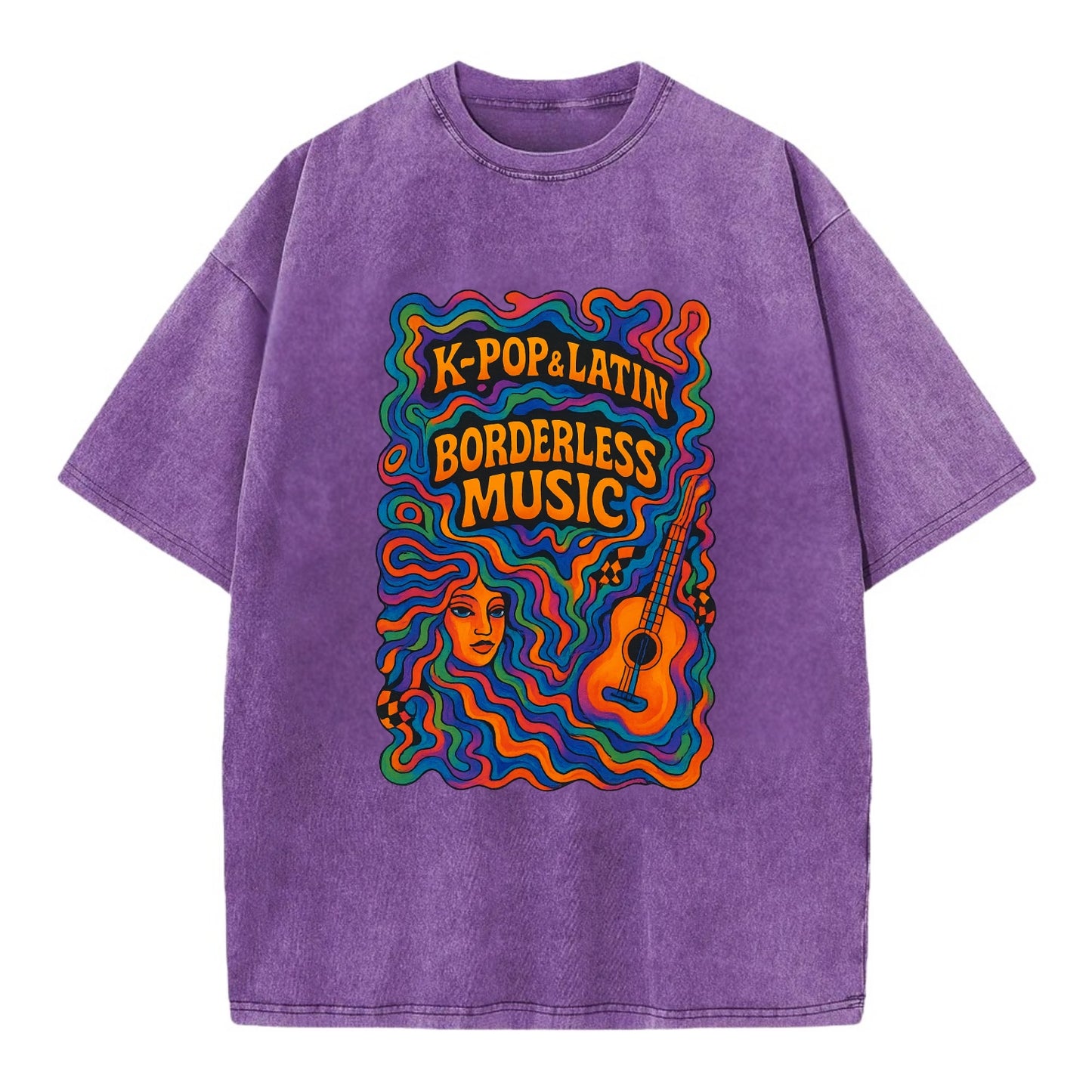 K-Pop and Latin fusion explosion - "Borderless Music" - cross-cultural sounds - Vintage T-shirt - Purple
