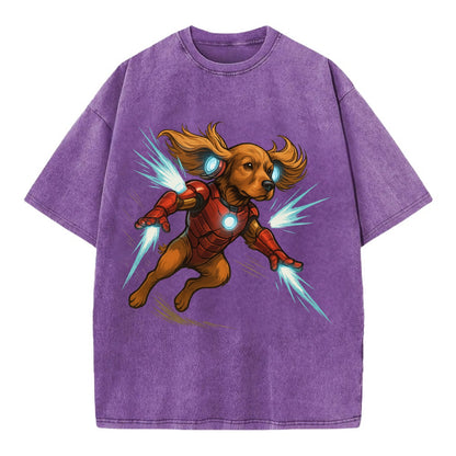Cocker Spaniel Iron Man  - Vintage T-shirt - Purple